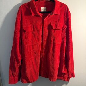 American Eagle Red Corduroy Button-Up Shirt Jacket XXL